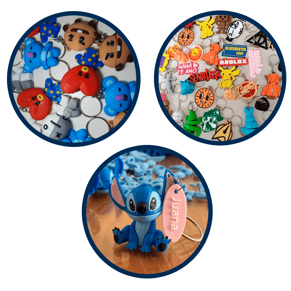 Llaveros temáticos para fiestas — Llaveros temáticos personalizados impresos en 3D, ideales para regalar, vender como souvenir o usar como detalle en cumpleaños, eventos y fechas especiales. Diseños coloridos, originales y hechos a pedido. | Moldera Uruguay